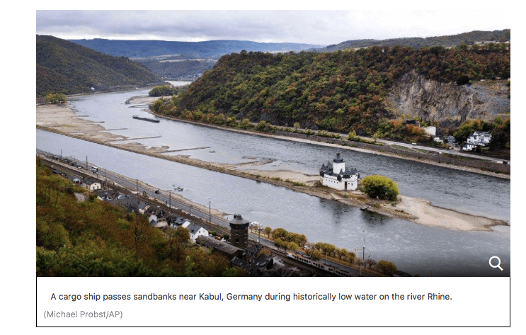 Low Rhine River in Germany causing Chaos and will affect some commodities