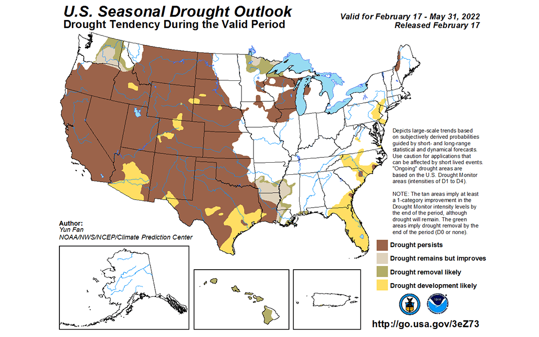 us drought outlook through may 2022