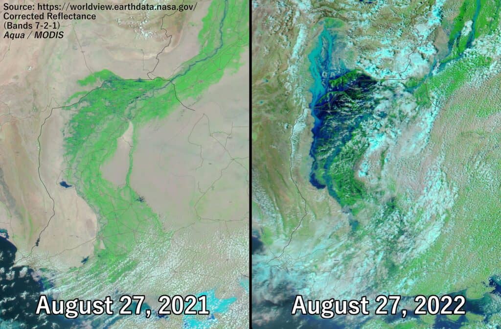 A monsoon bringing over 400% more than average rainfall for this season has hit key agricultural areas in eastern Pakistan.