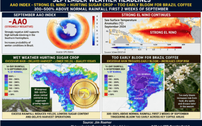 SPECIAL UPDATE: Near-historic wet weather on tap for Brazil’s coffee and sugar cane areas